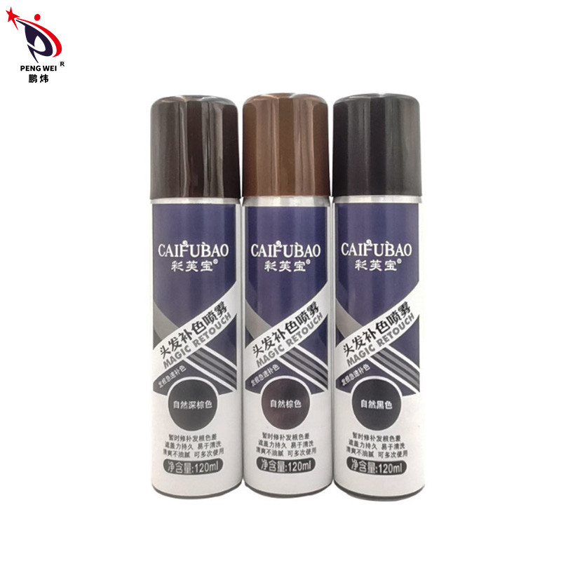 OEM ODM 검은 암갈색 머리 색은 일시적 머리카락 루트 색 스프레이 40*140mm을 분사합니다